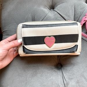 Betsey Johnson Stripe Wallet Purse with Removable Strap